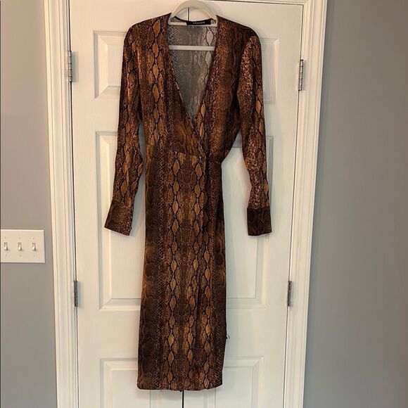 Andamane Dresses & Skirts - Andamane Brown Snake Print Dress
